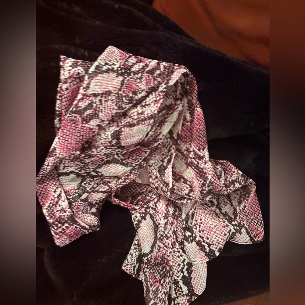 Pink snakeskin print scarf spring whimsy